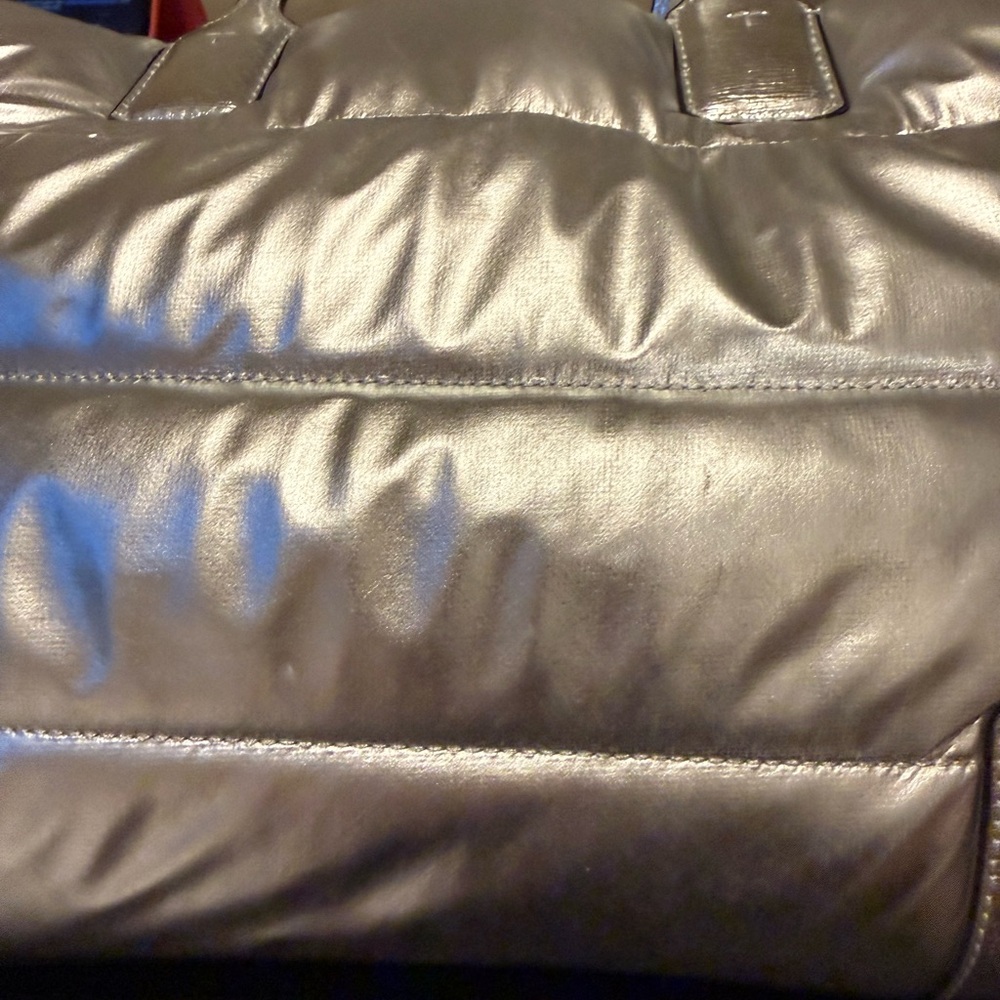 Tory Burch Metallic Silver Puffer Tote - Picture 3 of 5